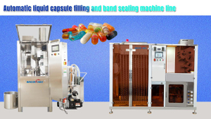 Remplissage automatique des capsule liquides et ligne de machine à étalage de bande