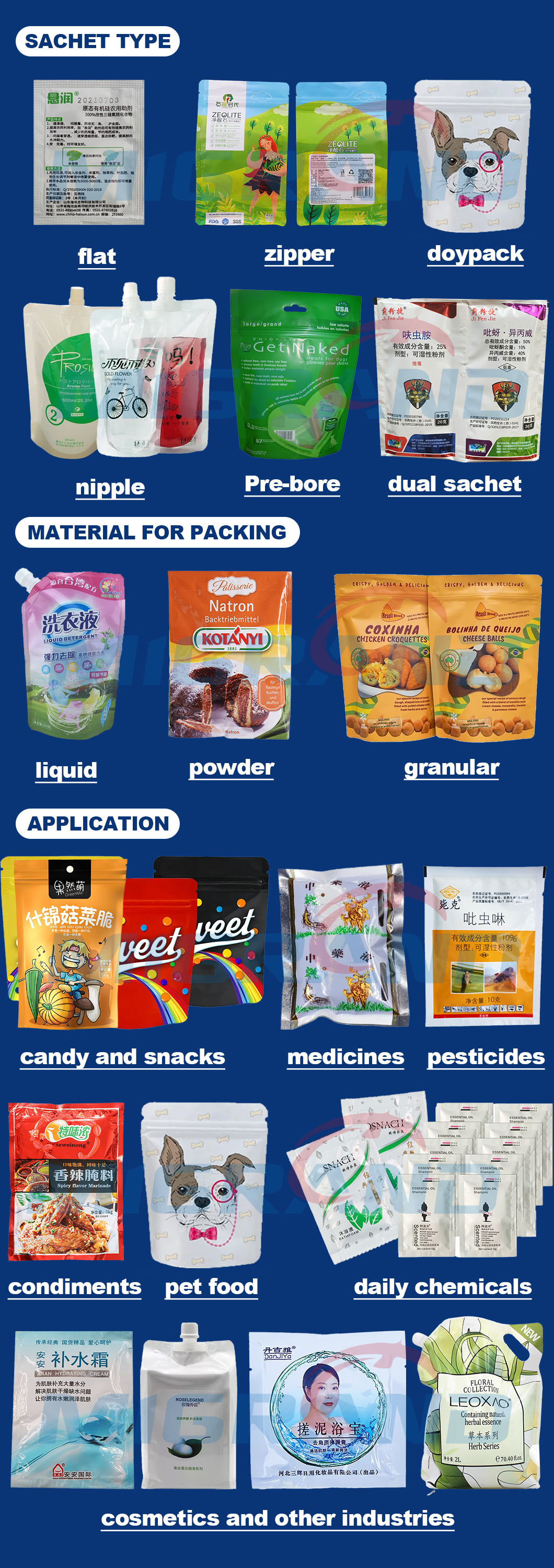 &eacute;chantillon de sachet